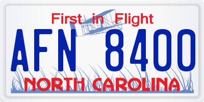 NC license plate AFN8400