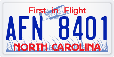 NC license plate AFN8401