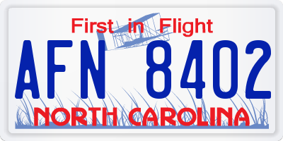 NC license plate AFN8402