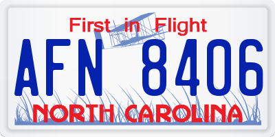 NC license plate AFN8406