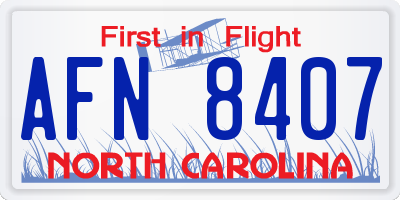 NC license plate AFN8407