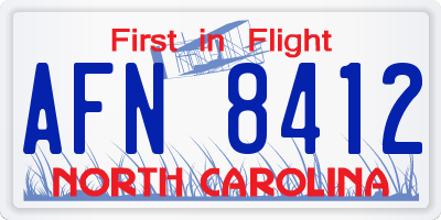 NC license plate AFN8412