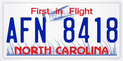 NC license plate AFN8418