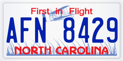 NC license plate AFN8429