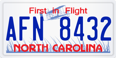 NC license plate AFN8432
