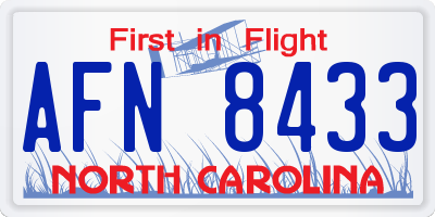 NC license plate AFN8433