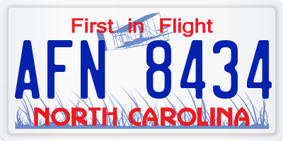 NC license plate AFN8434