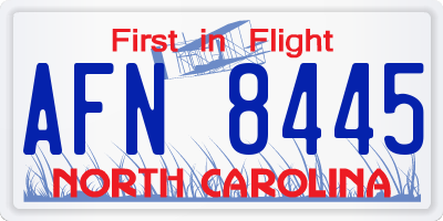 NC license plate AFN8445