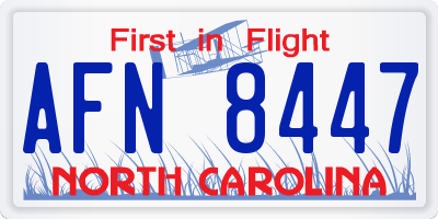 NC license plate AFN8447