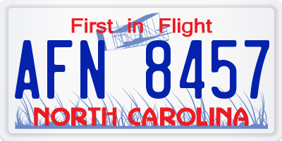 NC license plate AFN8457