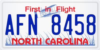 NC license plate AFN8458