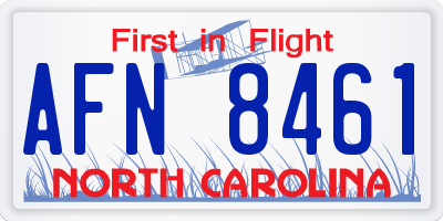 NC license plate AFN8461