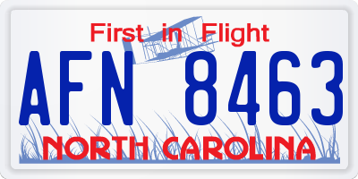 NC license plate AFN8463