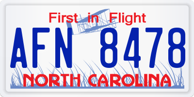 NC license plate AFN8478