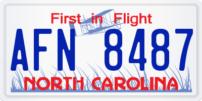 NC license plate AFN8487