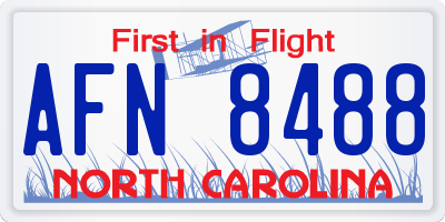 NC license plate AFN8488