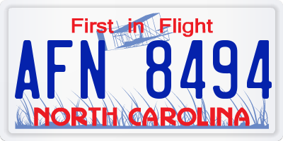 NC license plate AFN8494