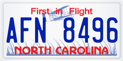 NC license plate AFN8496
