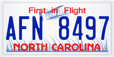 NC license plate AFN8497