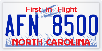 NC license plate AFN8500