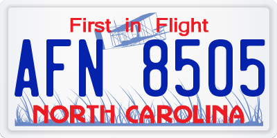 NC license plate AFN8505