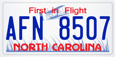 NC license plate AFN8507