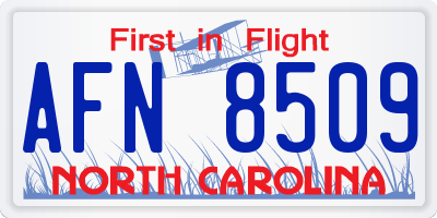 NC license plate AFN8509