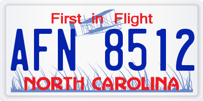 NC license plate AFN8512