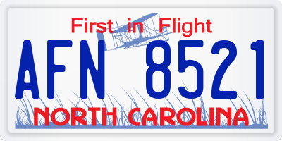 NC license plate AFN8521