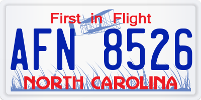 NC license plate AFN8526