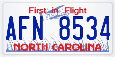 NC license plate AFN8534