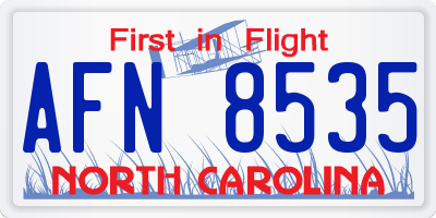 NC license plate AFN8535