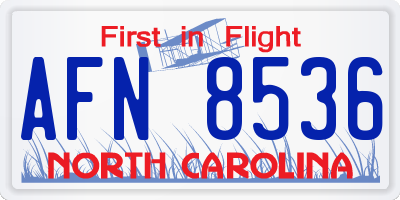 NC license plate AFN8536