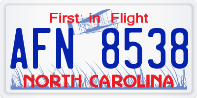 NC license plate AFN8538