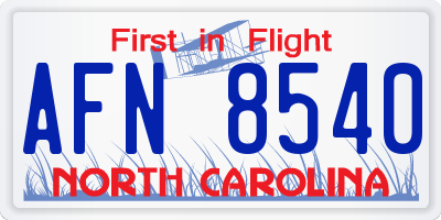 NC license plate AFN8540