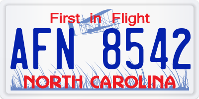NC license plate AFN8542