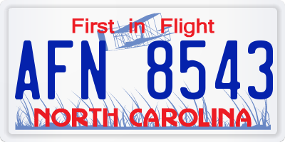 NC license plate AFN8543