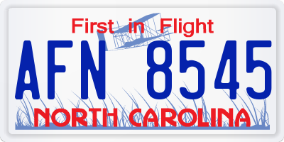 NC license plate AFN8545