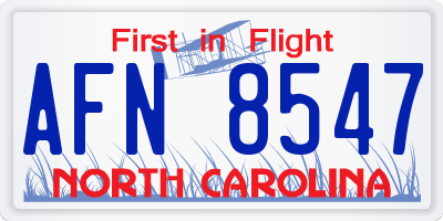 NC license plate AFN8547