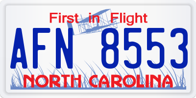 NC license plate AFN8553