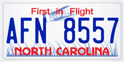 NC license plate AFN8557
