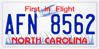 NC license plate AFN8562