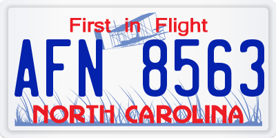 NC license plate AFN8563