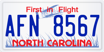 NC license plate AFN8567