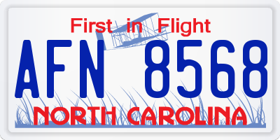 NC license plate AFN8568