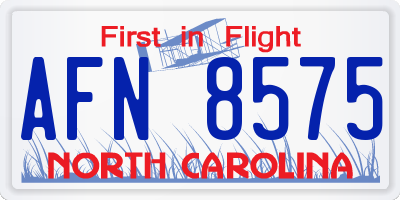 NC license plate AFN8575