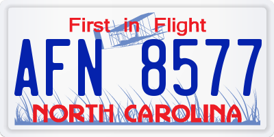 NC license plate AFN8577
