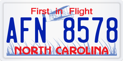 NC license plate AFN8578