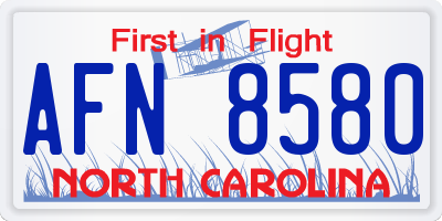 NC license plate AFN8580