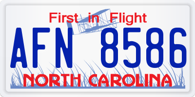 NC license plate AFN8586